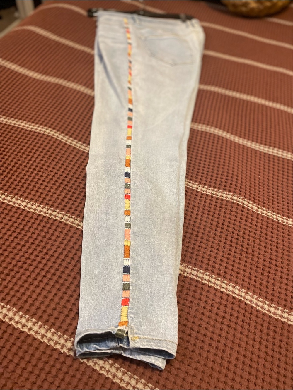 Light Blue Jeans with Multicolor Side Trim